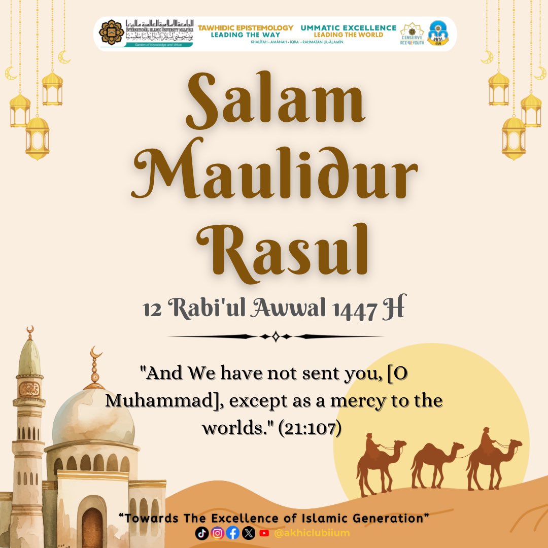 || 🌸 SALAM MAULIDUR RASUL ﷺ 🌸 ||

As we commemorate the birth of Prophet Muhammad ﷺ,let this be a reminder for us to follow his Sunnah with sincerity ❤️

May this blessed day inspire us to walk in his footsteps and strengthen our love for the Messenger ﷺ.