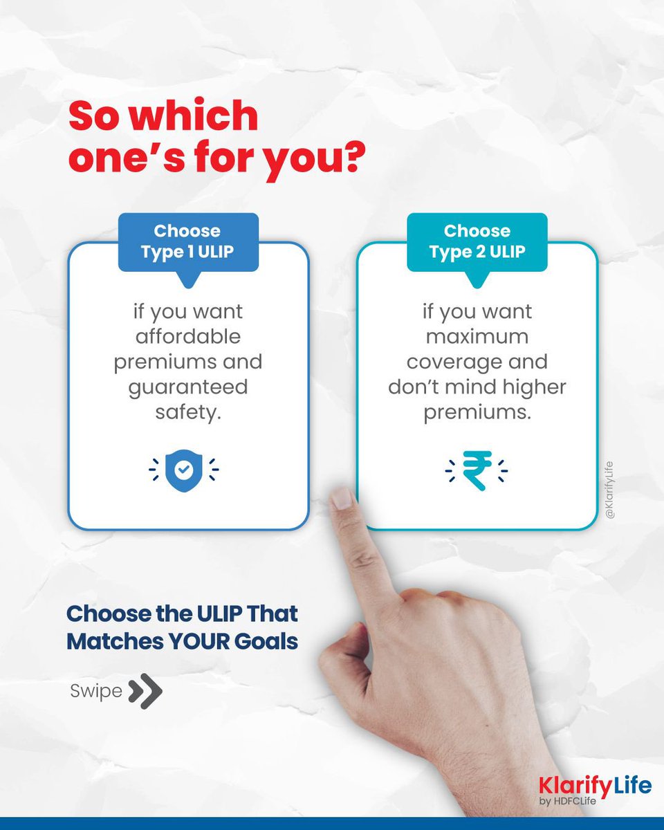 klarifylife's tweet photo. Ask yourself: What’s your priority right now- safety or growth?
Your answer can help you choose the right ULIP for your needs.
👉Explore the two types of ULIPs, see how they differ, and understand what each one can bring to your financial journey!

#ULIPinvestmentplans #ulip https://t.co/SpSAcSbNzb