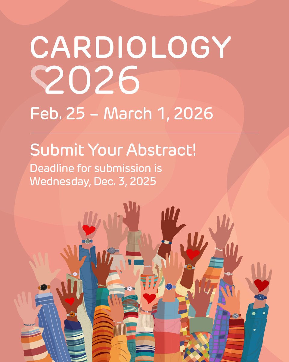 Do you have interesting cardiac research to share? Join us at #Cardiology2026! We invite you to register and submit an abstract of your research or clinical experience by Dec. 3rd. 

Learn more here: ms.spr.ly/6014sepMa
