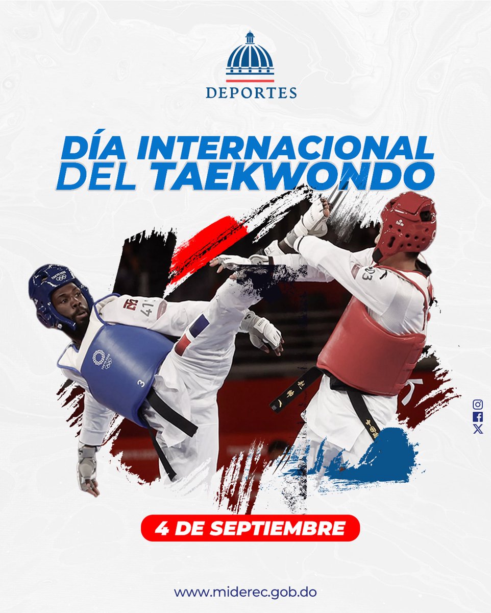 miderec_rd's tweet photo. Hoy celebramos el Día Internacional del Taekwondo 🥋, una disciplina marcial que no solo enseña técnicas de defensa personal, sino que también inculca valores fundamentales como el respeto, la perseverancia, la disciplina y el espíritu indomable. https://t.co/KNK6T2WuiS