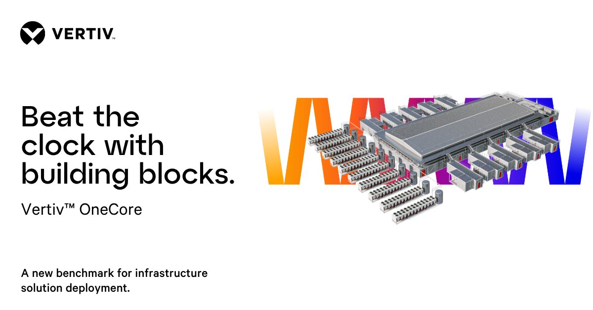 StevenSurges's tweet image. Beat the Clock. Build at Scale. Vertiv™ OneCore sets a new benchmark in modular, prefabricated data center deployment—designed to move at the speed of your business. Power up with precision. Deliver at full throttle. Learn more: ms.spr.ly/6018seCj6
#DataCenterSolutions