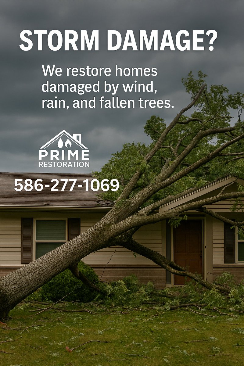 PrimeRestoratio's tweet image. 🌪️ Storm Damage?
High winds and heavy rain can tear off shingles, cause roof leaks, and flood your home. Don’t wait for minor damage to become a major problem.

📞 Call Prime: 586-277-1069

#StormDamage #RoofLeaks #PropertyRestoration