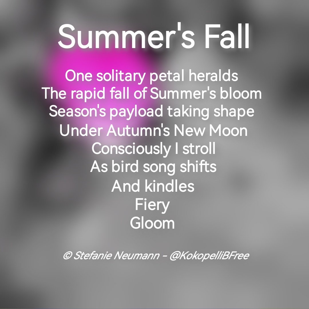 Stefanie Neumann (@kokopellibfree) on Twitter photo <a href="/DailyPicTheme2/">Daily Picture Theme</a> A heart for rapid change (of season).
-
#DailyPictureTheme #rapid
#vss365 #conscious
#WordedArt #payload
#BlueSkyRelay #solitary
DailyHaikuPrompt (tho no haiku) new moon / bird song
#WritingCommunity #poetry #nonet
#KBFPhotography #MobilePhonePhotography #Photography <a href="/DailyPicTheme2/">Daily Picture Theme</a> A heart for rapid change (of season).
-
#DailyPictureTheme #rapid
#vss365 #conscious
#WordedArt #payload
#BlueSkyRelay #solitary
DailyHaikuPrompt (tho no haiku) new moon / bird song
#WritingCommunity #poetry #nonet
#KBFPhotography #MobilePhonePhotography #Photography