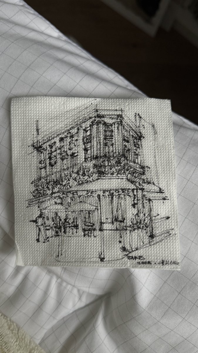 found my napkin sketch of cafe de flore i made in paris