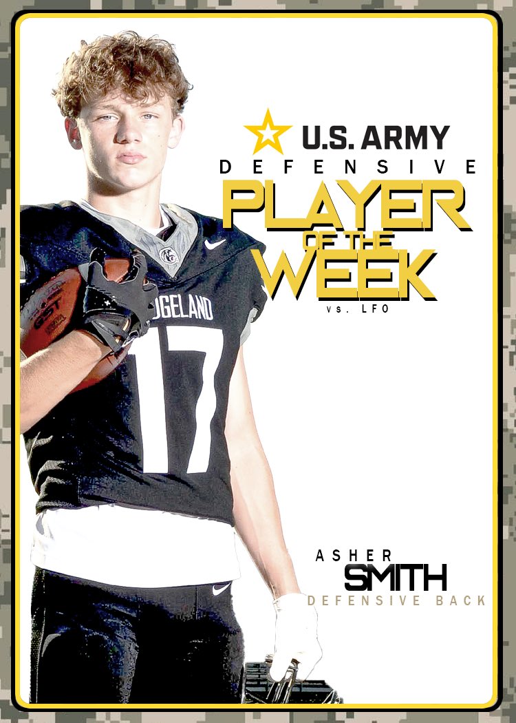 Late shoutout to our US ARMY Defensive Player of the Week for his performance vs LFO in Week 1: Asher Smith <a href="/RecruitGeorgia/">Recruit Georgia</a> <a href="/NwGaFootball/">NwGa Football</a> <a href="/LaquentinTaylor/">LaQuentin Taylor</a>