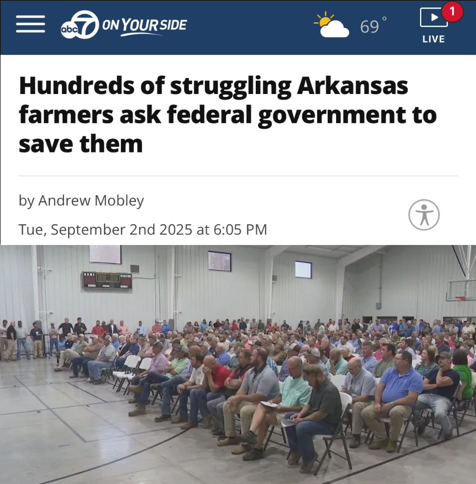 Ah so it begins and only took like 8 months or so….farmers in Arkansas are begging for a bail out because Trump is killing their farms….we warned you!  katv.com/news/local/hun…