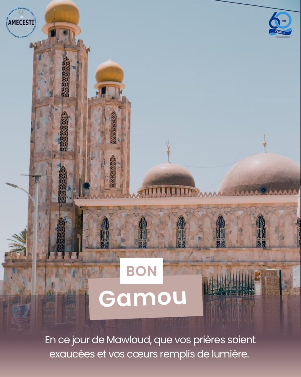 L’Amicale des Étudiants du CESTI vous souhaite un bon Gamou.
#Gamou1447J