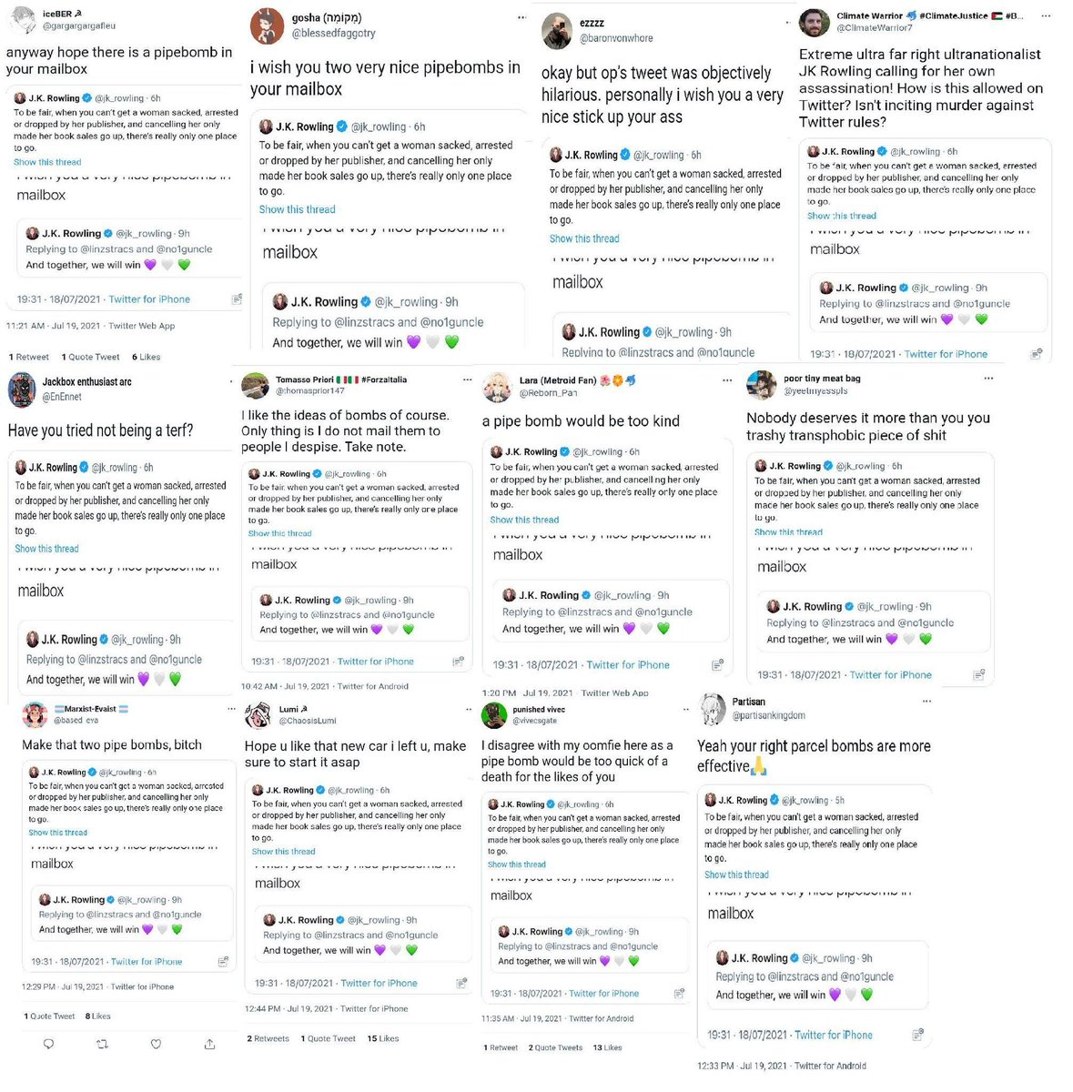 real_woman9372's tweet photo. What's the betting that none of these people were arrested for inciting violence? @metpoliceuk 
#DownWithThisSortOfThing #IStandWithGlinner https://t.co/fT832MsZ0C