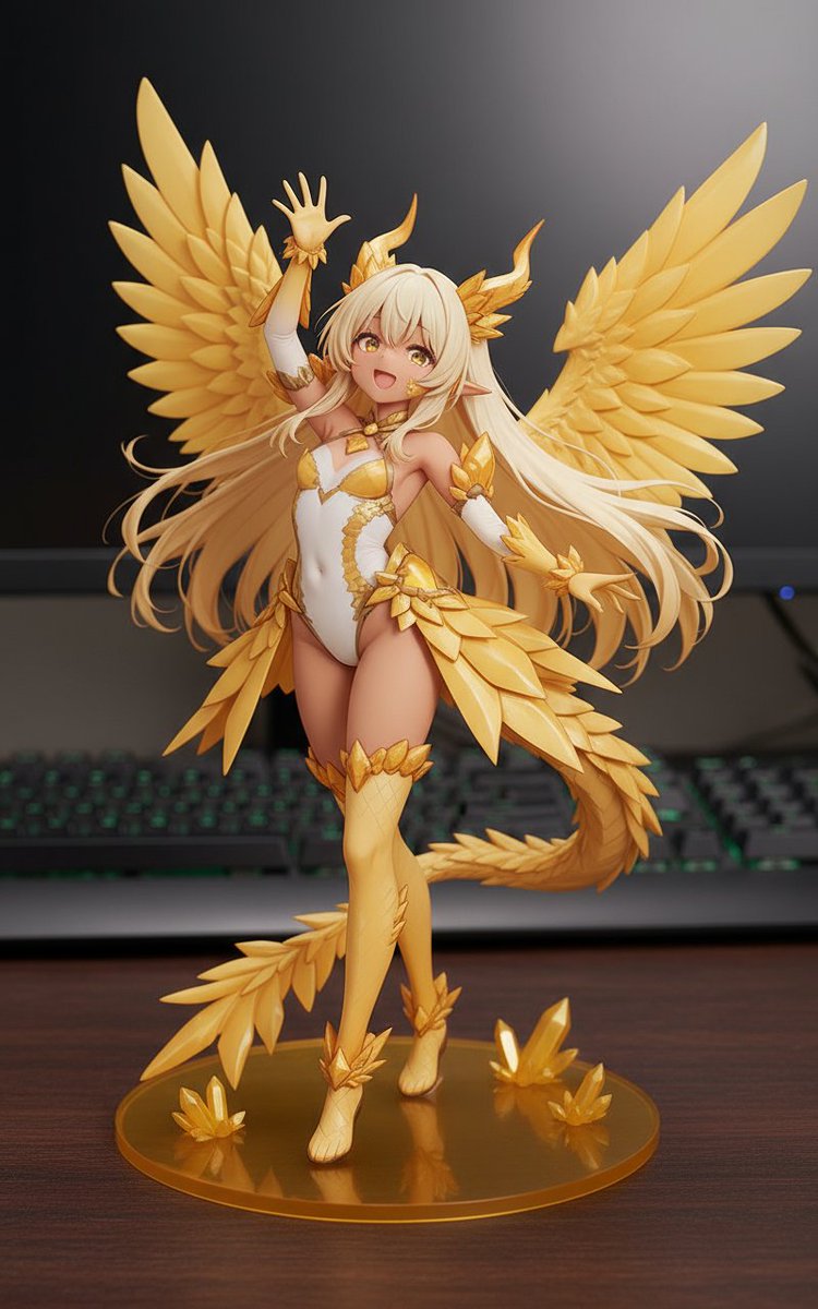 というわけでフィギュアクリスタル黄龍褐色銀髪ちゃん
#AIイラスト
#AIart 
#CrystalDragonGirlAI