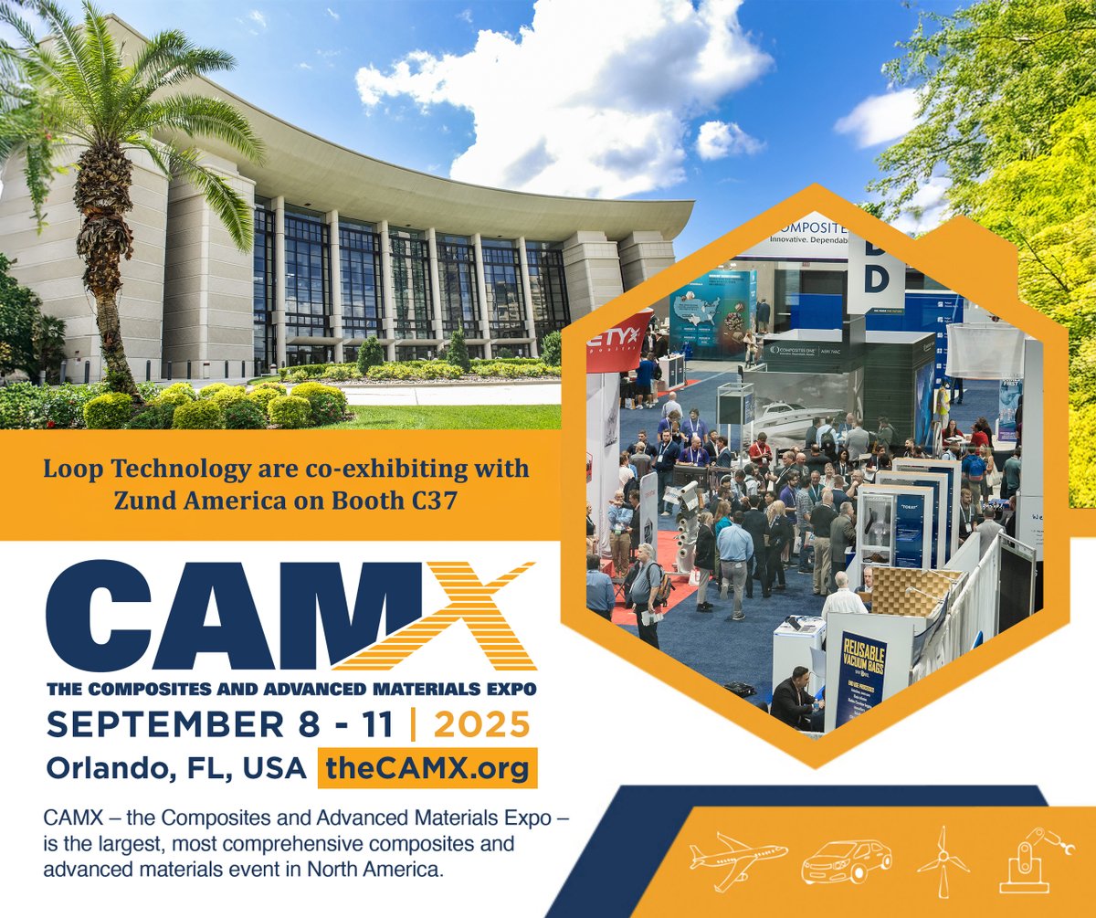Loop_Technology's tweet image. 🌎 Only a few days away now until @the_CAMX , the most comprehensive composites and advanced materials event in North America!
🗽 We are co-exhibiting with @ZundAmerica1 on Booth C37 where Matt Hardman will be on the stand to answer any questions you have about our FibreLINE…