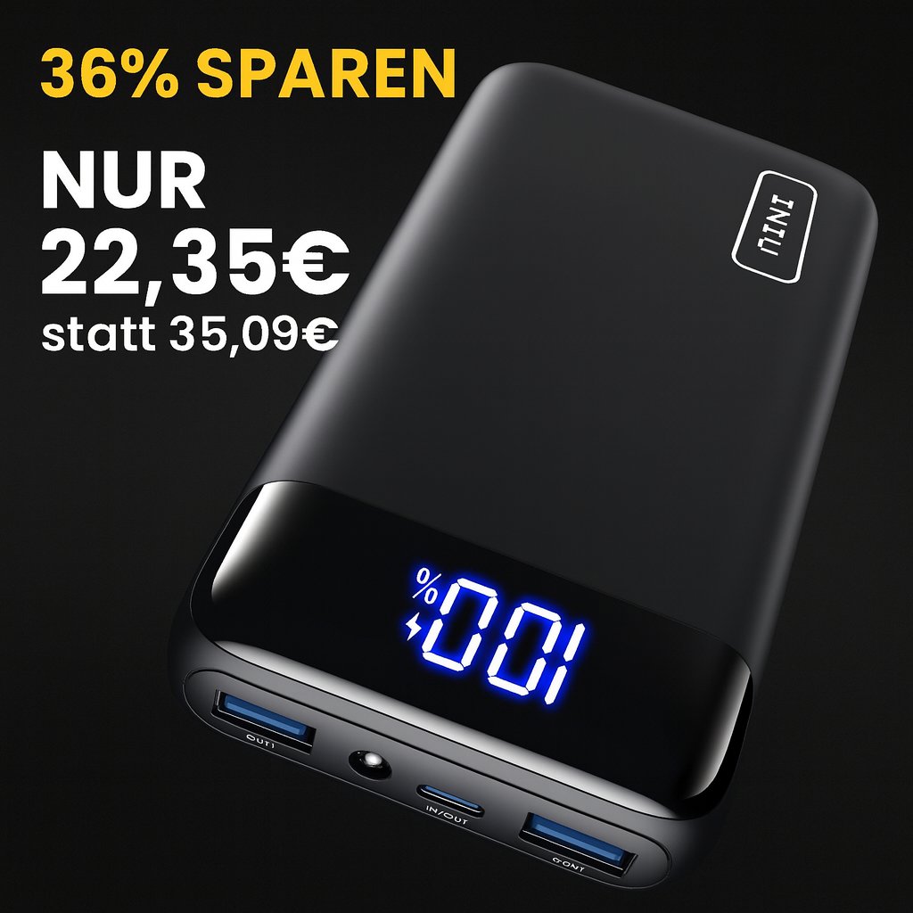 dealify_cc's tweet photo. 🔥 #INIU Power Bank 20.000mAh | 22.5W Schnellladefunktion, USB-C &amp; 2× USB-A🚀🔋
❌36% Rabatt – nur 22,35€ statt 35,09€ ❌
Angebotspreis - jetzt schnell sein‼️
➡️ https://t.co/M0LUQ50wWR https://t.co/QDmi9LzKr7