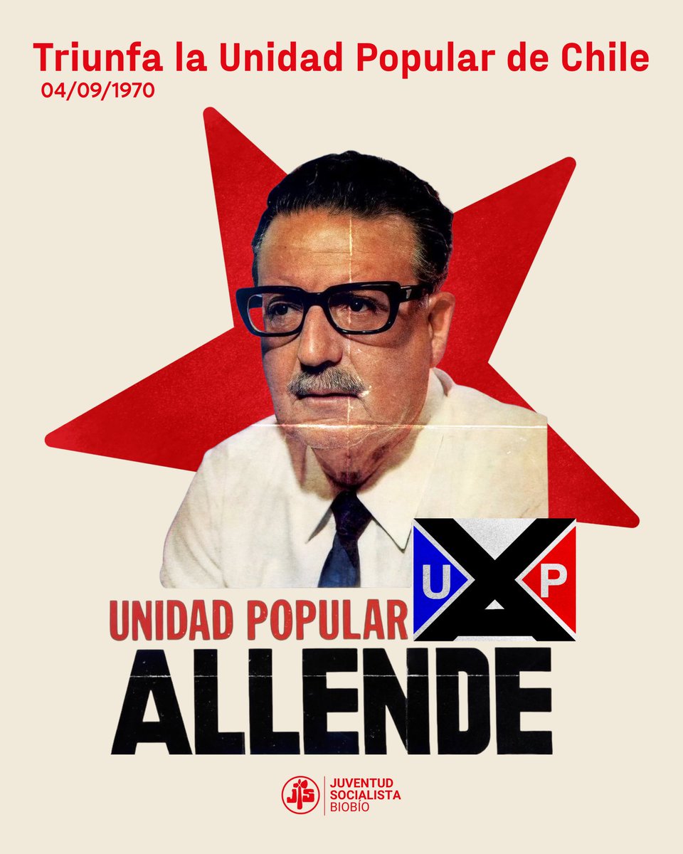 js_biobio's tweet photo. El 04/09/1970 el pueblo de Chile abrió camino a la dignidad y la justicia con el triunfo de la Unidad Popular y Salvador Allende. 🌹
Hoy, somos las y los jóvenes quienes tomamos esa posta histórica, manteniendo vivo el sueño de un Chile más justo, solidario y con esperanza. ✊🇨🇱 https://t.co/LVuQQUugVU