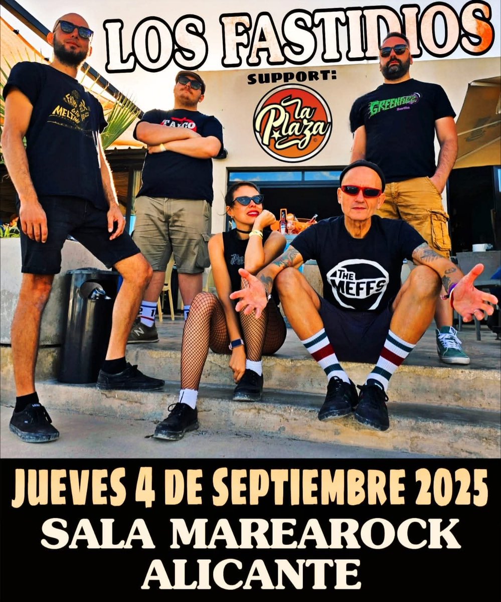 💥TONIGHT💥
LOS FASTIDIOS + La Plaza live @ Sala Marearock - Alicante 😎