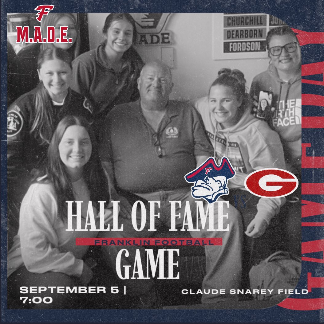 One day away! Hall of Fame Game on Friday Night!! Come out to celebrate some FHS Legends! #FranklinMADE <a href="/fhspatriots/">Franklin High School</a> <a href="/FranklinFootbal/">Franklin Football</a> <a href="/TheColonyFHS/">The Colony ™</a> <a href="/LivoniaDistrict/">Livonia Schools</a>