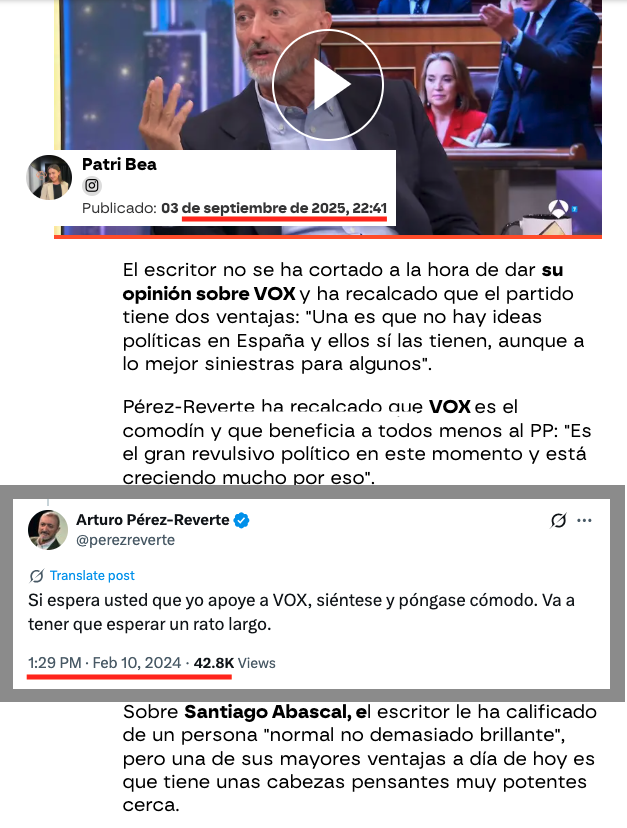 Desmontando a VOX (@desmontandoavox) on Twitter photo 🤢¿Qué considera <a href="/perezreverte/">Arturo Pérez-Reverte</a> "largo rato"?
🤢¿Cree que sus ideas son solo "a lo mejor" siniestras y solo "para algunos"?
🤢¿Realmente cree que en VOX hay "cabezas pensantes muy potentes"?
🤢¿Cree que VOX "provoca una reacción brusca, generalmente con efectos beneficiosos"? 🤢¿Qué considera <a href="/perezreverte/">Arturo Pérez-Reverte</a> "largo rato"?
🤢¿Cree que sus ideas son solo "a lo mejor" siniestras y solo "para algunos"?
🤢¿Realmente cree que en VOX hay "cabezas pensantes muy potentes"?
🤢¿Cree que VOX "provoca una reacción brusca, generalmente con efectos beneficiosos"?