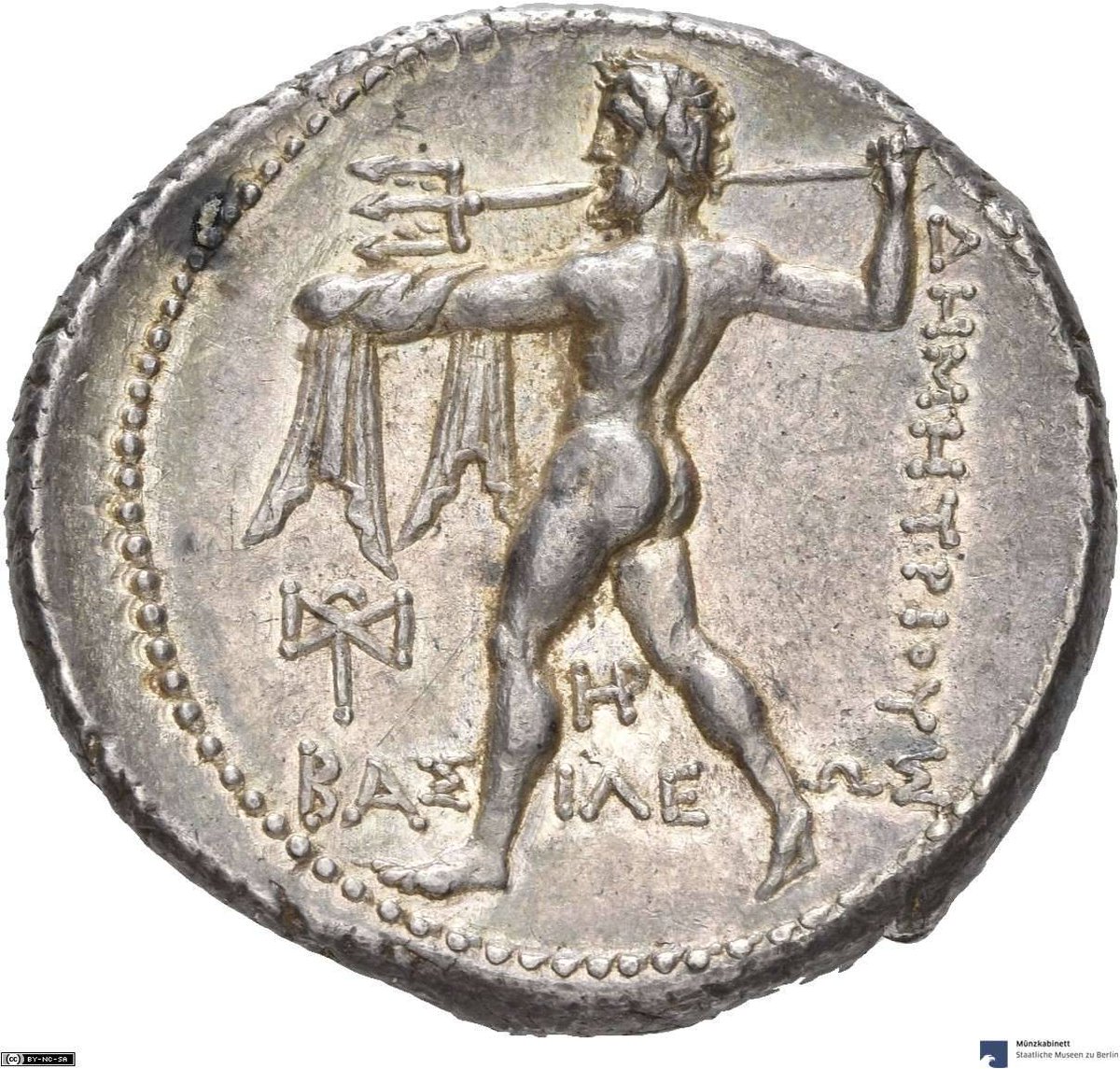 Coin with Nike and Poseidon, issued by the Macedonian general-king Demetrius Poliorcetes, minted at Salamis (Cyprus), 300–295 BC. Collection: Berlin State Museums, Numismatic Collection.