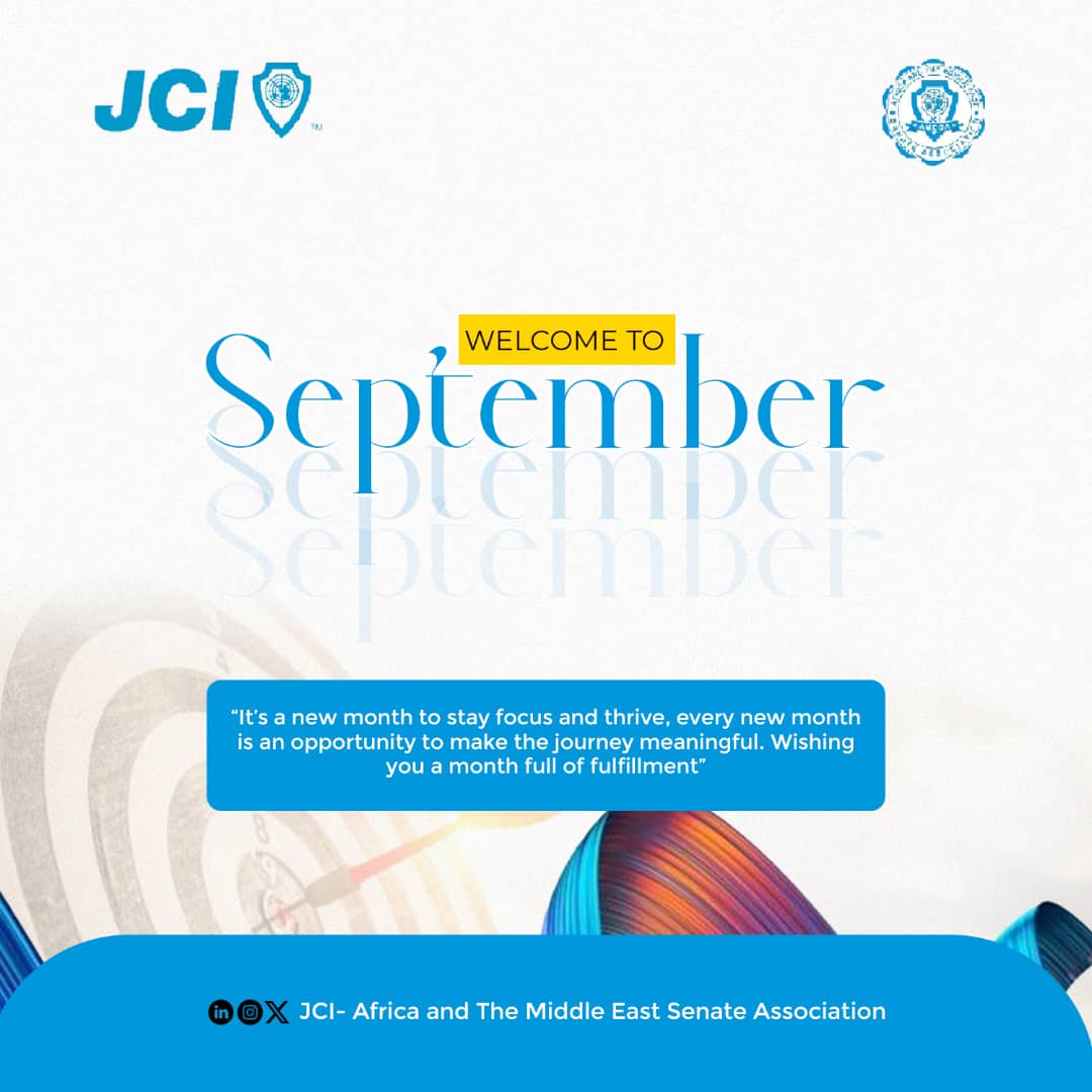 It’s a new month to stay focused and thrive 🌟 Every new month is a fresh opportunity to make the journey meaningful. Wishing you a September filled with joy, growth, and fulfilment. 💫✨ 

#HappyNewMonth
#JCIAMESA
#JCI
#JCILeaders
#JCIAme