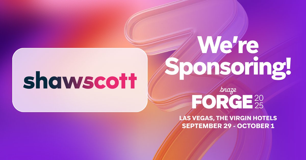 <a href="/ShawScott/">Shaw/Scott</a> is proud to sponsor <a href="/Braze/">Braze</a> Forge 2025 in Las Vegas, Sept 29–Oct 1! Join us and the Braze community for insights, tools, and connections that will redefine #CustomerEngagement. #ForgeYourSuccess #Braze #Forge2025
hubs.ly/Q03GQj6R0