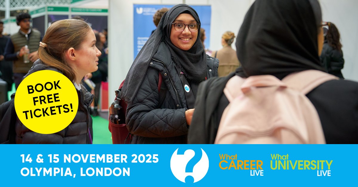 Do you teach Year 11 - 13 students? 

Give your students the chance to learn more about their uni or apprenticeship options by booking a free school trip to #WhatLive. 

👉 Book now and inspire their next steps! &gt;&gt; whatcareerlive.co.uk/events/london/