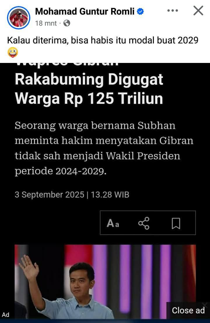 Hanya karena sekolahnya di High School Singapura trs dibilang tak lulus SMA, Wapres dan KPU digugat 😁

Kalau logika itu dipakai, kenapa gak sekalian gugat Presiden, bisa dapat 375 T alias 3x lipat! 
SD, SMP + SMA beliau semua kan di luar negeri. Hanya Akabri saja yang dijalani