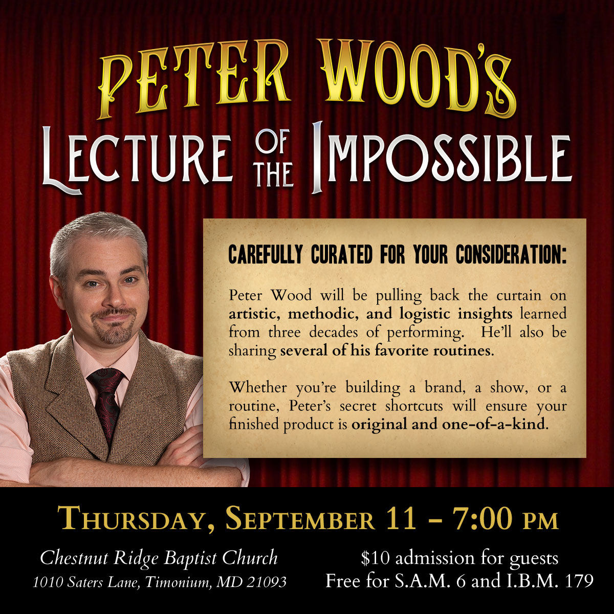 A week away! 🥳 Looking forward to sharing some ideas with my fellow Baltimore-area magicians and mentalists.