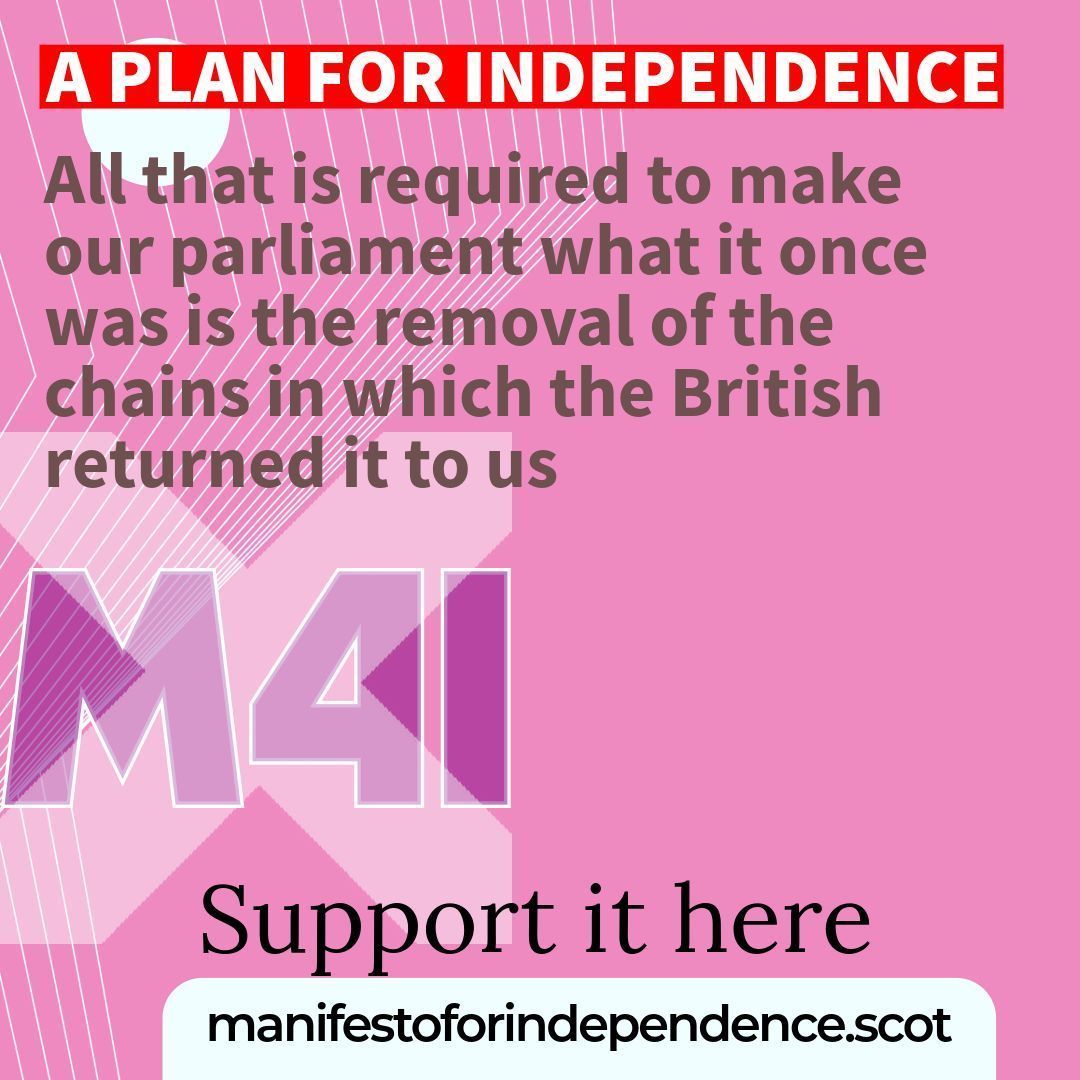 ManifestoForInd's tweet photo. Our parliament was returned to us in chains. Kept that way by the British state to ensure it could never declare an end to the union. The #ManifestoForIndependence will return to it the full powers over the constitution. https://t.co/rbpSWXJmbw