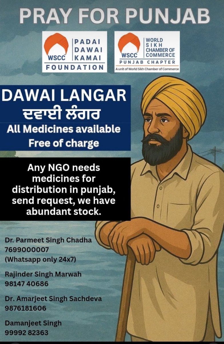 Raunak_sekhon's tweet photo. Please amplify 
Free medicines available for flood affected people.

United we stand
#PanjabFloods2025 https://t.co/D3HJFYutHx
