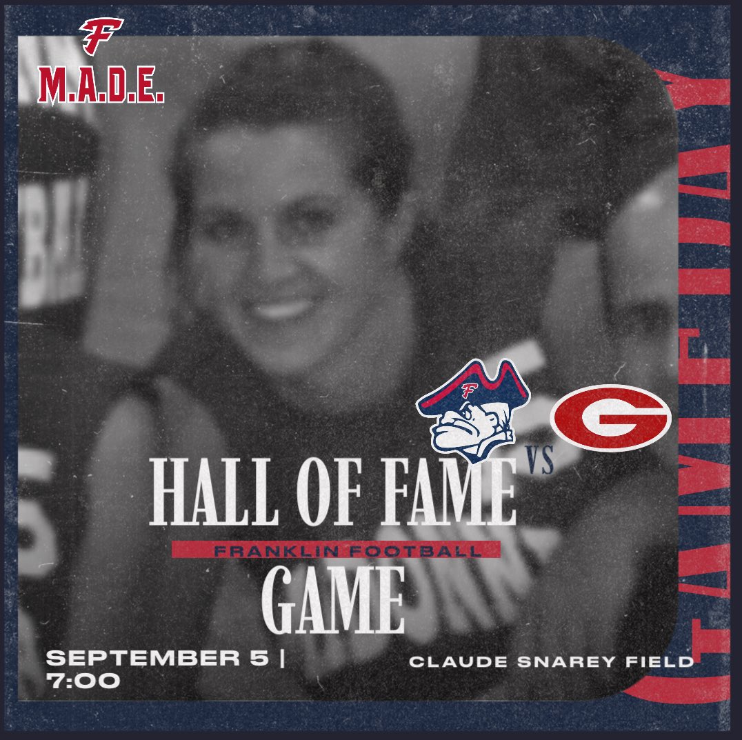 One day away! Hall of Fame Game on Friday Night!! Come out to celebrate some FHS Legends! #FranklinMADE <a href="/fhspatriots/">Franklin High School</a> <a href="/FranklinFootbal/">Franklin Football</a> <a href="/TheColonyFHS/">The Colony ™</a> <a href="/LivoniaDistrict/">Livonia Schools</a>