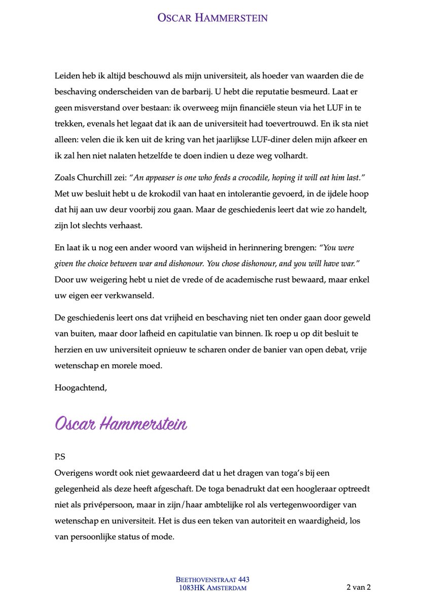 Oscar Hammerstein heeft een brief aan de RvB van het LUMC gestuurd en ik denk dat u die echt even moet lezen. (Met zijn permissie hier geplaatst)