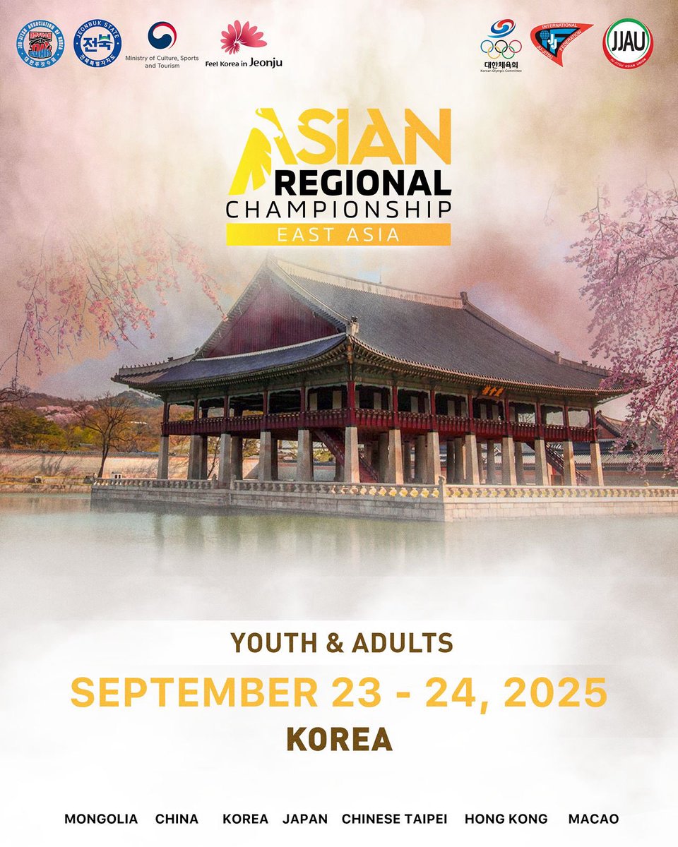 The Asian Regional Championship – East Asia lands in Korea! 🇰🇷

📅 September 23–24, 2025 | Youth &amp; Adults

Secure your spot now 🙏

#JJAU#JJIF#ASIA