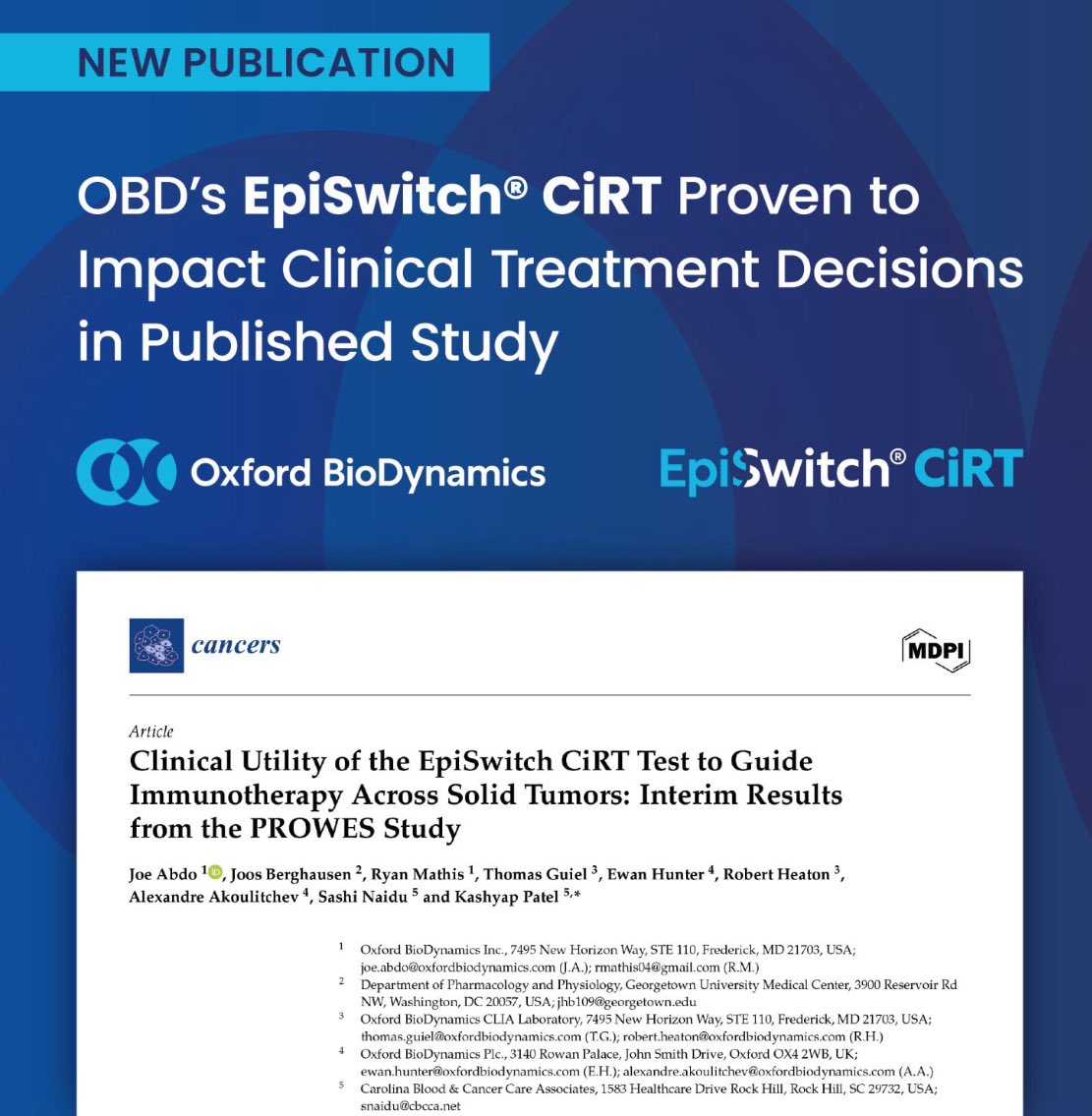 Honored to serve as first author on a paper published today in Cancers. Grateful for our clinical collaborators and, most of all, the patients whose participation continues to drive precision oncology forward. 

mdpi.com/2072-6694/17/1…