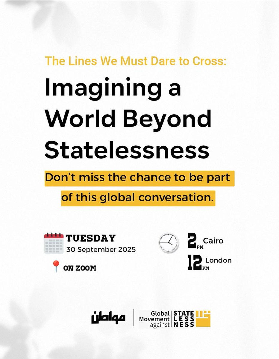 🔈Join us for the launch event of the second issue of the Munasara Magazine, co-hosted by “Muwatin” and the Global Movement Against Statelessness.

This interactive event will bring together:
• Journalists reporting from the field
• Academics offering in-depth analysis
•