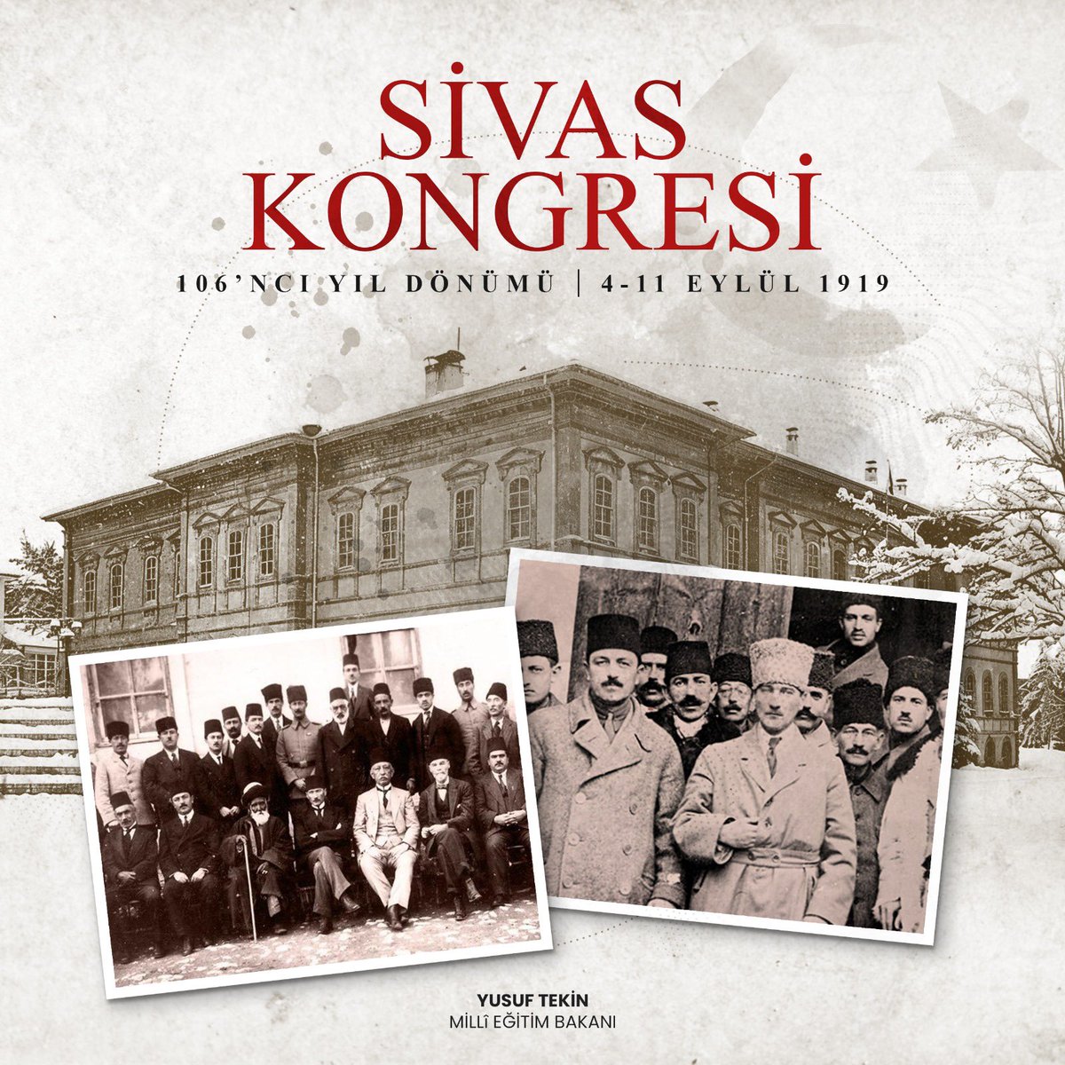 Bugün, milletimizin bağımsızlık yolundaki en önemli adımlarından biri olan, millî irade ve mücadele ruhunun tüm dünyaya duyurulduğu, Cumhuriyetimizin temellerinin atıldığı Sivas Kongresi’nin 106. yıl dönümü.

Bu vesileyle başta Gazi Mustafa Kemal Atatürk olmak üzere Millî