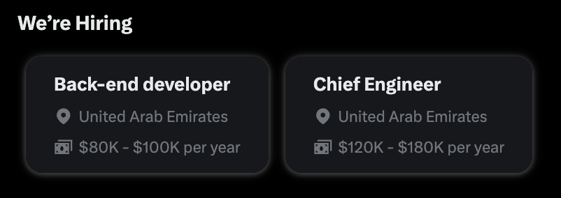 insiderdepth_'s tweet photo. INSIDER: We’re Hiring! 🚀 Insiderdepth is growing fast &amp; needs top talent to shape the future:
💻 Backend Developer 
🔥 Chief Engineer 
📍 UAE 

Join us now! 
👉 Apply: contact@insiderdepth.com https://t.co/NJ4AKCQpfv