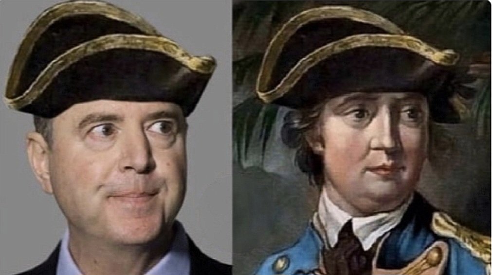 PlanetOfMemes's tweet photo. @realDonaldTrump It's truly uncanny how much Adam Schiff resembles Benedict Arnold. https://t.co/EcNhAftqfT