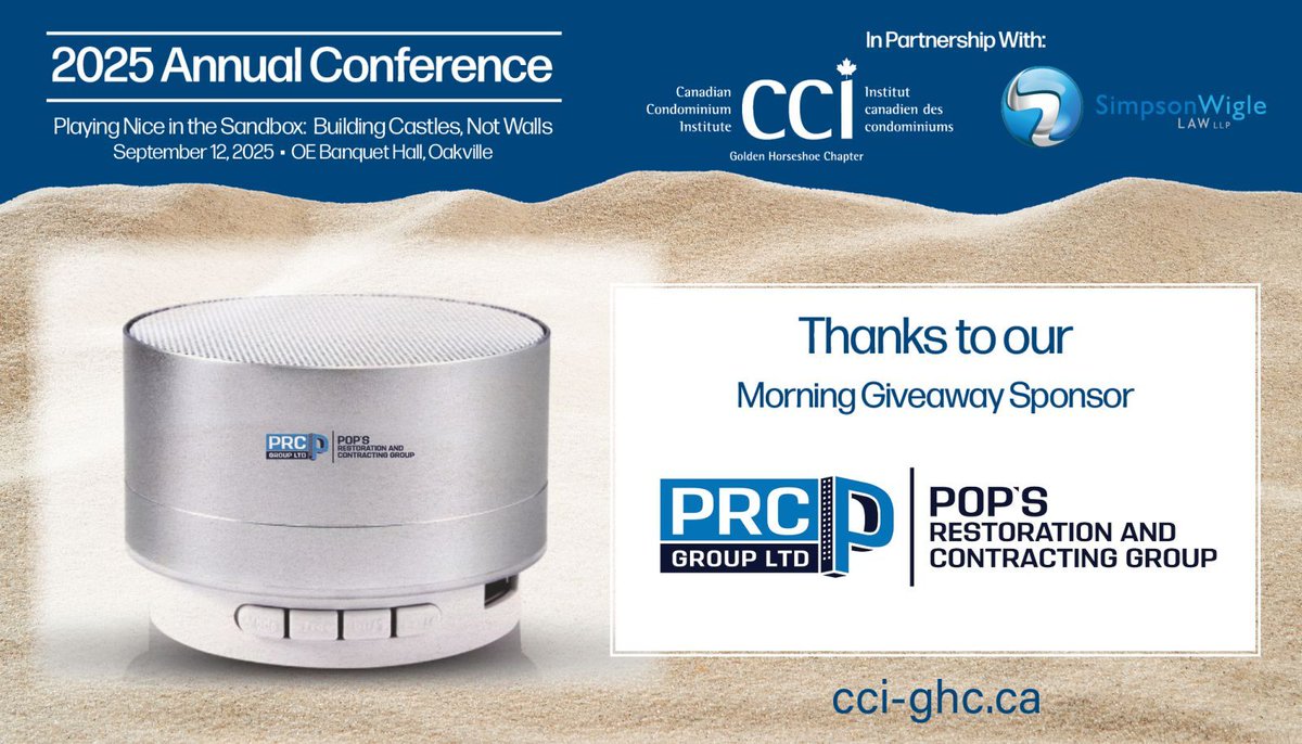 Thank you to Pop’s Restoration Limited for sponsoring this afternoon’s giveaway at the CCI Golden Horseshoe 2025 Conference! 
We appreciate your support in helping make this event a success. 

#CCIGHC2025 #condoliving #condodirectors #condoconference #oakville