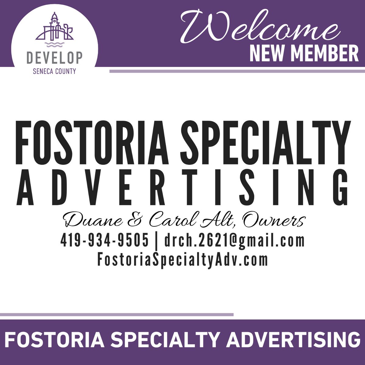Welcome new member, Fostoria Specialty Advertising!

Learn more at: ow.ly/skeH50WEBkA

#NewMember