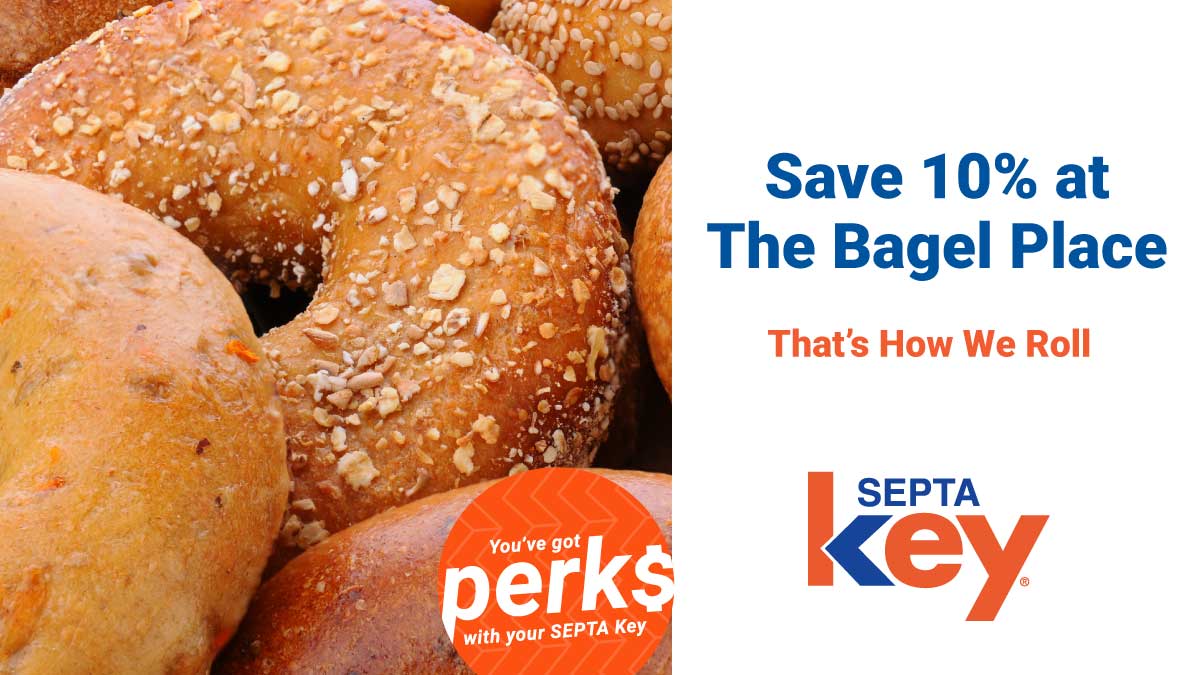SEPTAPHILLY's tweet image. Perk Alert! Flash your SEPTA Key card to save 10% at @The_Bagel_Place in Queen Village 🥯: wwww.septa.org/perks/the-bage…! #ISEPTAPHILLY #HowWeRoll #Perks