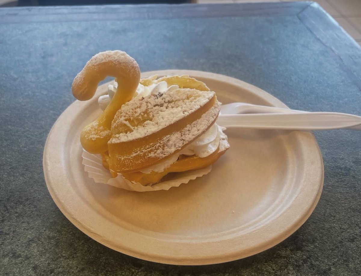 SpanRegion's tweet image. My friend posted this swan looking cream puff and I’m definitely making it into a regional Swanna. Water/Fairy??