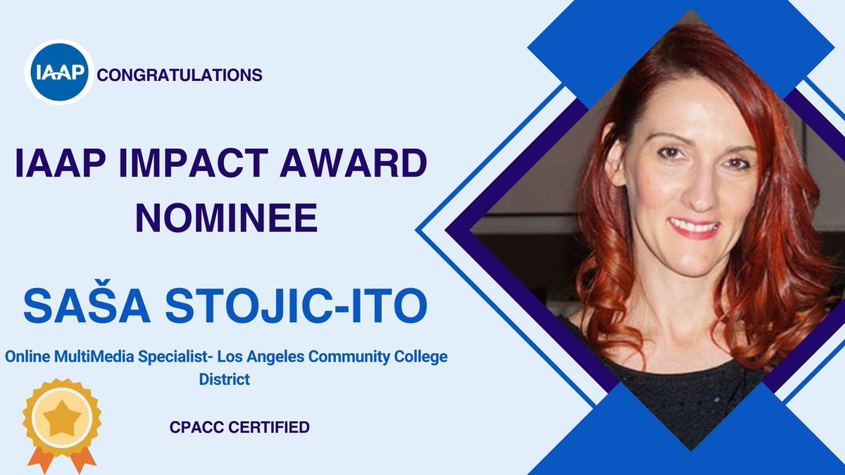 IAAPOrg's tweet photo. Congratulations to Saša Stojic-Ito, one of our incredible 2025 IAAP Impact Award nominees!

Learn more about the IAAP Impact Award: https://t.co/1EMCga3TrB

Join us in congratulating Saša on this nomination! 

 #IAAP #Accessibility #Inclusion #ImpactAward https://t.co/Nfyl8AqUR1