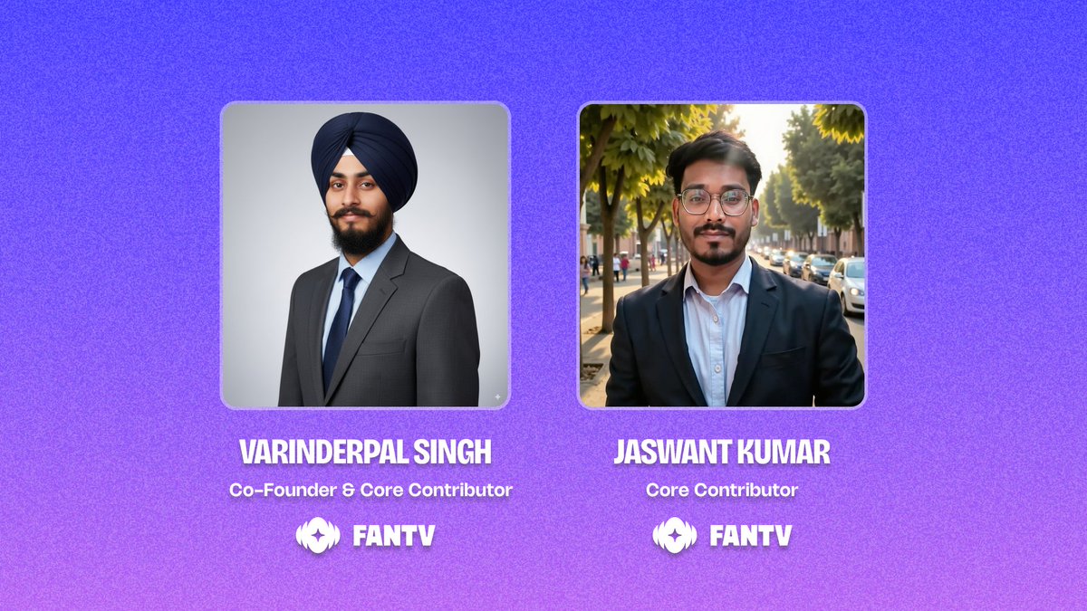 🐘 TEAM ANNOUNCEMENT

We are thrilled to share two key promotions at FanTV AI that reaffirm our trajectory toward global creator empowerment:

Varinder Singh (<a href="/varinder_2110/">Varinder</a>) has been promoted to Cofounder &amp; Core Contributor of FanTV AI.

From the very beginning, Varinder has