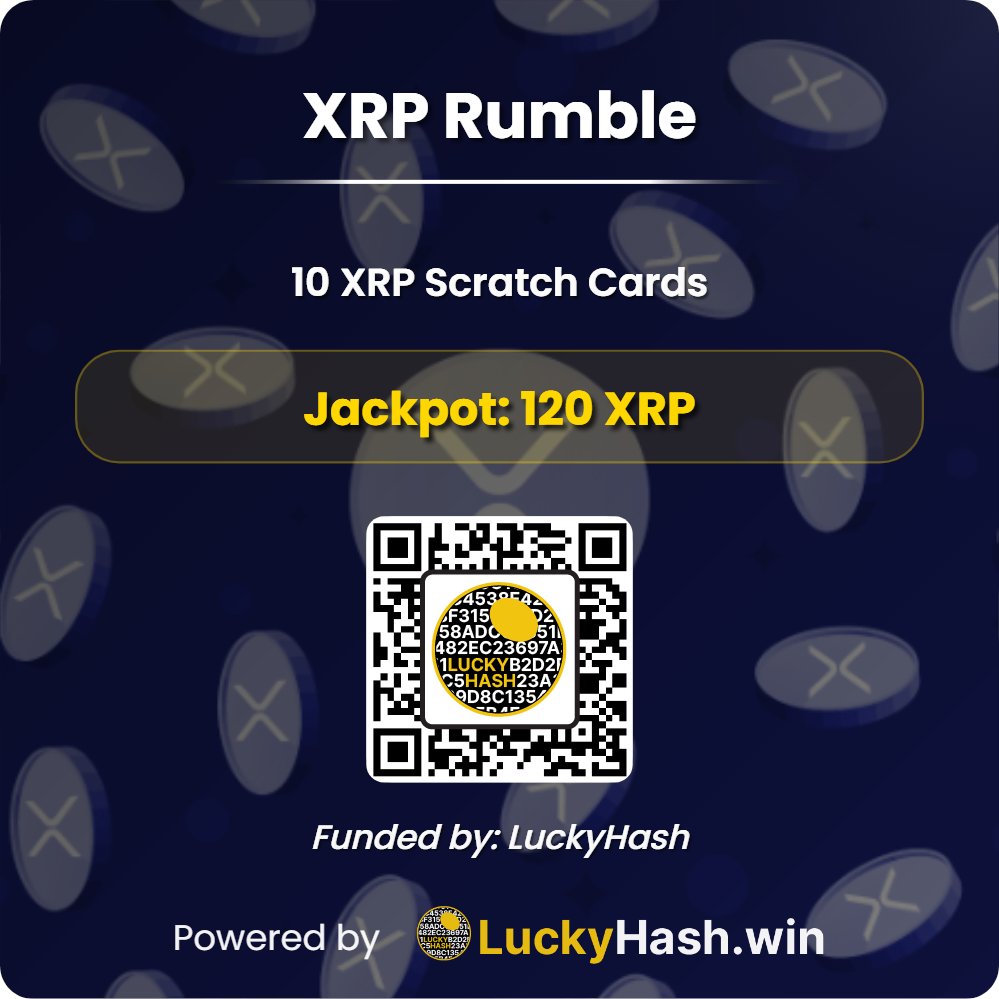 🎉 Giveaway time! 🎉

We’re giving away 10 XRP Rumble ScratchCard pack - each with a chance to win up to 120 XRP 💥

Want in? Follow, repost, and stay hashlucky 🍀