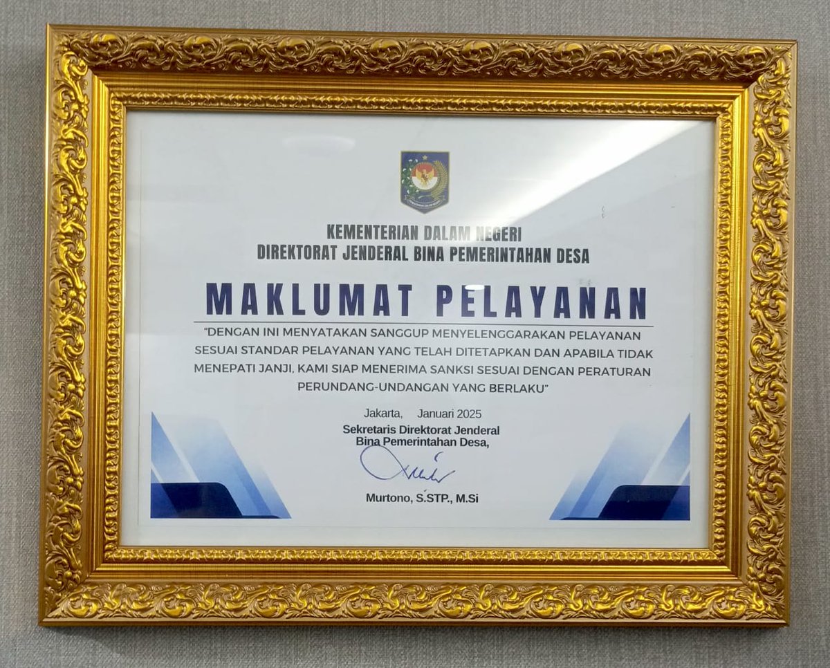 Maklumat Pelayanan Direktorat Jenderal Bina Pemerintahan Desa - Kementerian Dalam Negeri