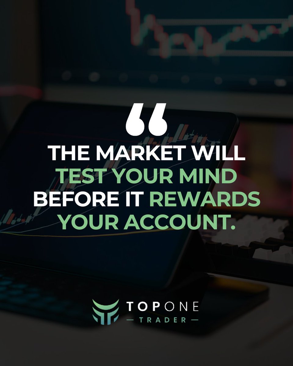 TopOneTrader's tweet photo. The market doesn’t hand out easy wins. 🧠📉
First, it tests your patience, your discipline, and your mental game.
Only then does it reward your account. 💸

Master your mind. The profits will follow. https://t.co/nhONoV3vm3