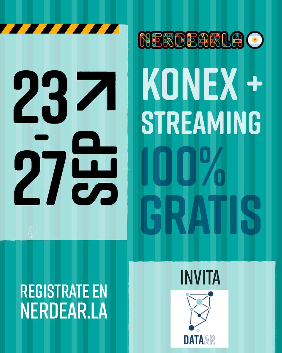 DataArCommunity's tweet image. Desde DataAr nos alegra formar parte de @nerdearla 2025 🤓
El evento gratuito de ciencia, tecnología y open source más grande de Hispanoamérica.
📅 23 al 27 de septiembre
📍 Buenos Aires + streaming
Registrate 100% GRATIS nerdear.la
¡Nos vemos ahí!