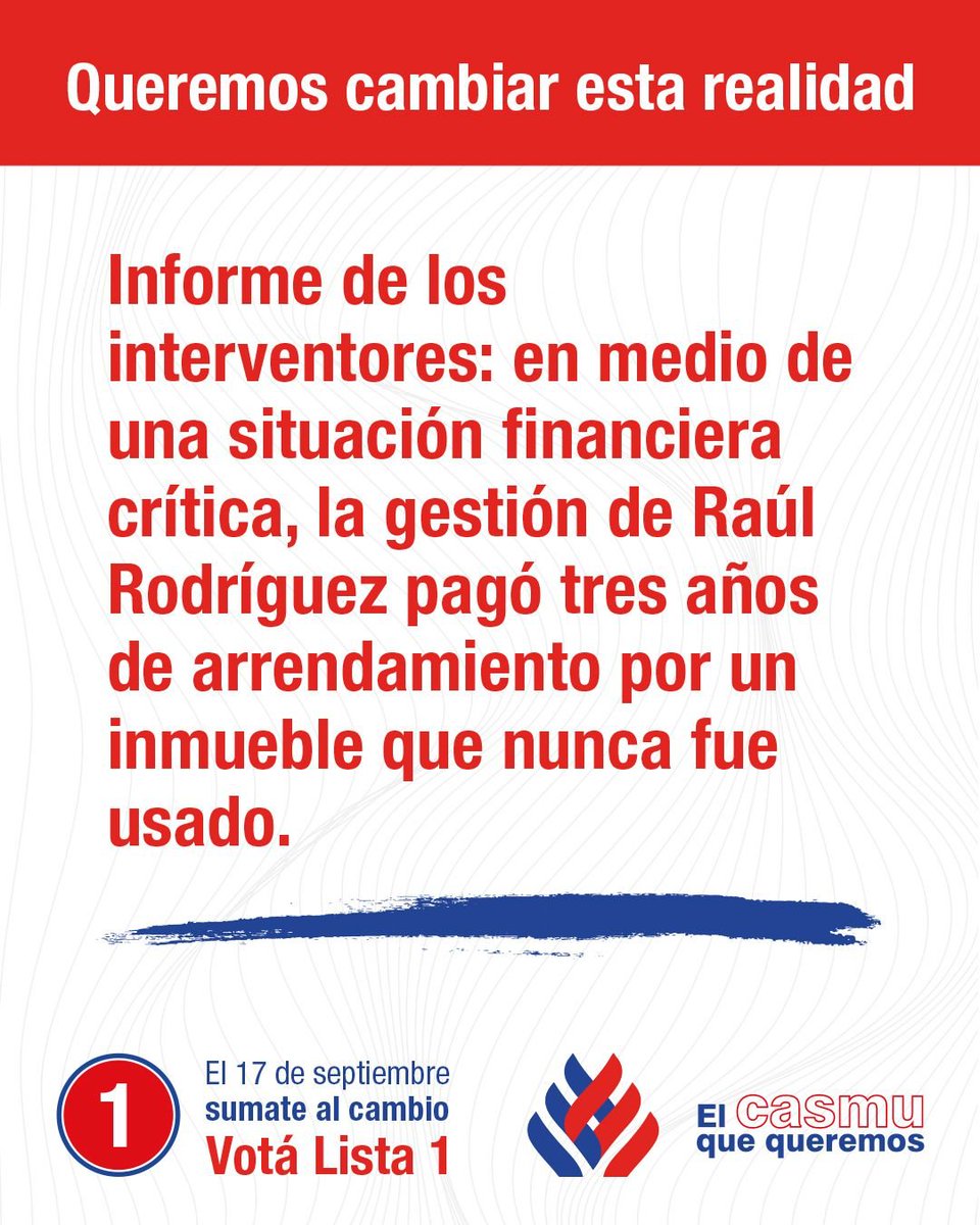 Esta una sola muestra del poco profesionalismo y falta de control en la gestión actual. Elegí volver a la normalidad y asegurar tu futuro. 

Elegí la Lista 1.