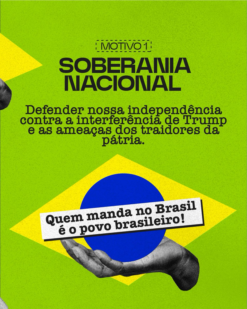 ptbrasil's tweet photo. 7 de Setembro não é só desfile — é luta!
Vamos às ruas para defender a soberania do Brasil a qualquer custo.

Porque a democracia é do povo e para o povo. https://t.co/xzLYcU4EFD