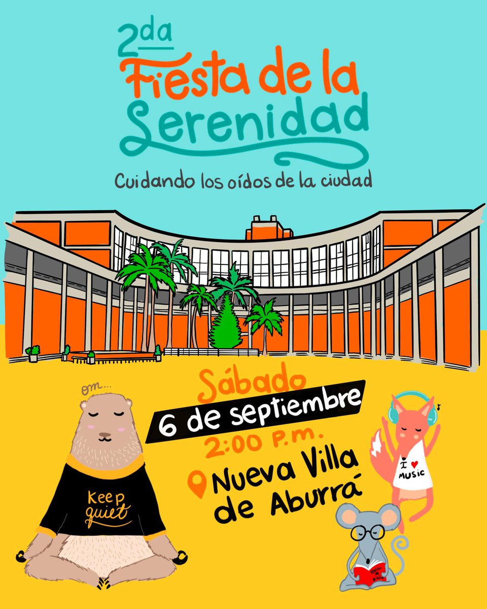 davalho's tweet photo. ¡Llega la Fiesta de la Serenidad a la Nueva Villa de Aburrá! 🌳

Este 6 de septiembre desde las 2:00 p.m., prepárate para un encuentro diferente en el corazón de Belén: actividades de relajación, yoga, talleres de jardines para polinizadores, juegos de mesa, show musical acústico, exploración botánica y mucho más… 

✨ Una invitación a habitar la ciudad desde la tranquilidad, el respeto, la naturaleza y el bienestar colectivo.

📍 Plazoleta Nueva Villa de Aburrá 
🆓 Entrada libre

¡Nos vemos!