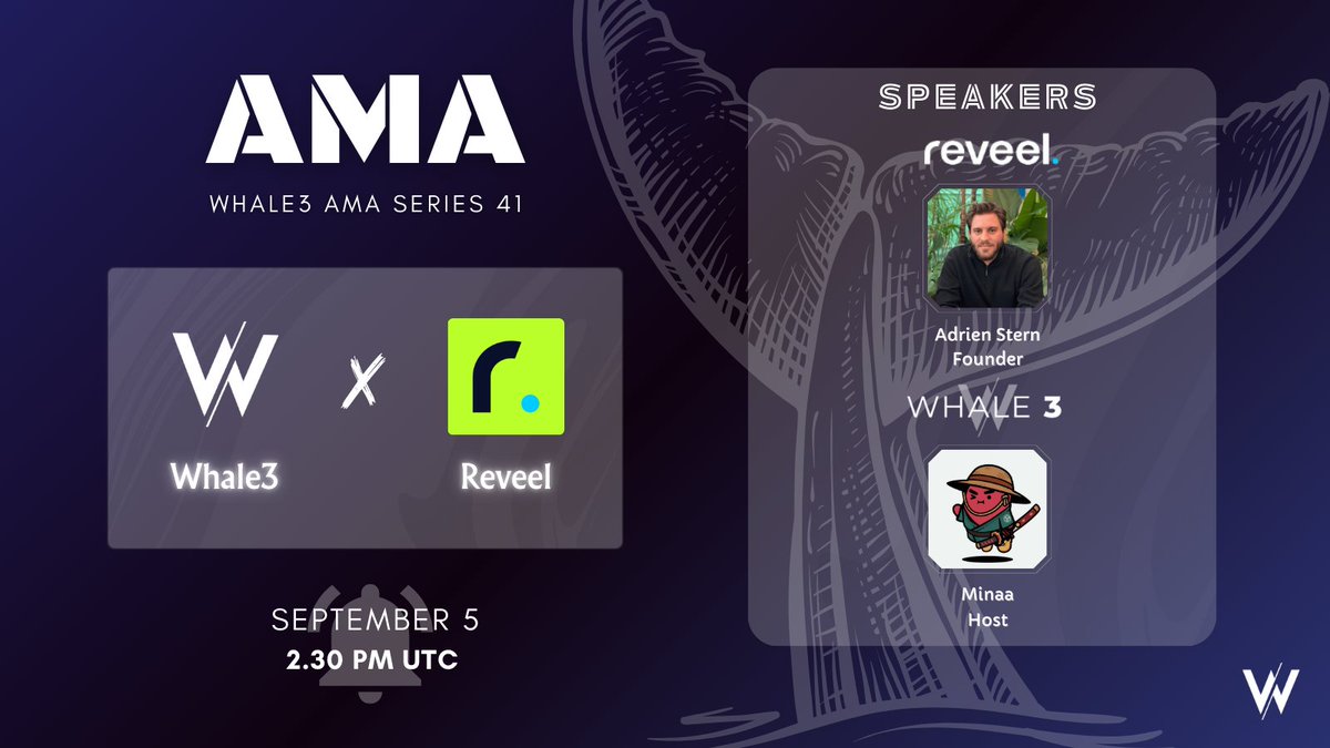 Tomorrow, we will be hosting Adrien, founder of <a href="/r3vl_xyz/">Reveel</a> in Whale3!

Everything about the ecosystem and REVA will be discussed so if you are interested, why aren't you joining?