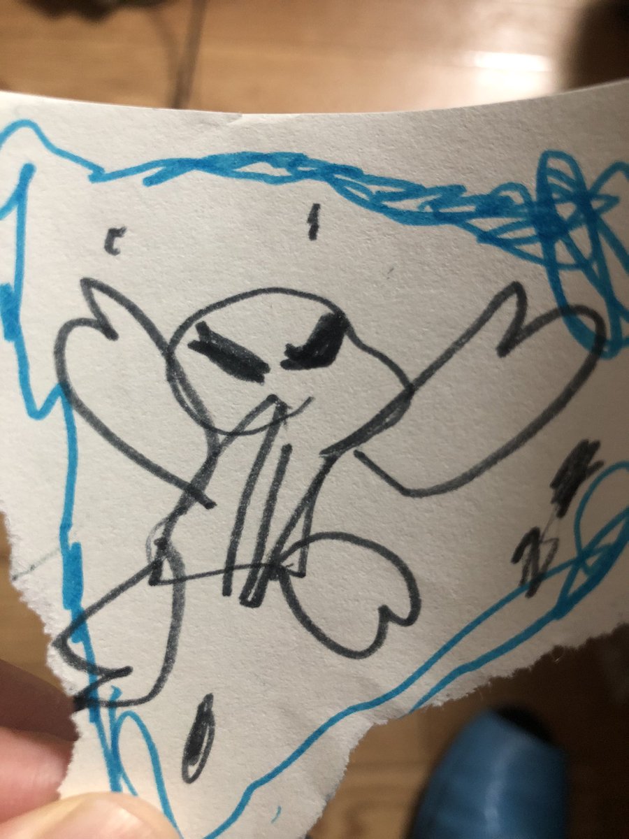 pelt_jp's tweet photo. 娘（５歳）が描いたドクロ☠️の絵すごい気に入ってる。このタトゥー入れようかな。 https://t.co/9Bt8StqQkM